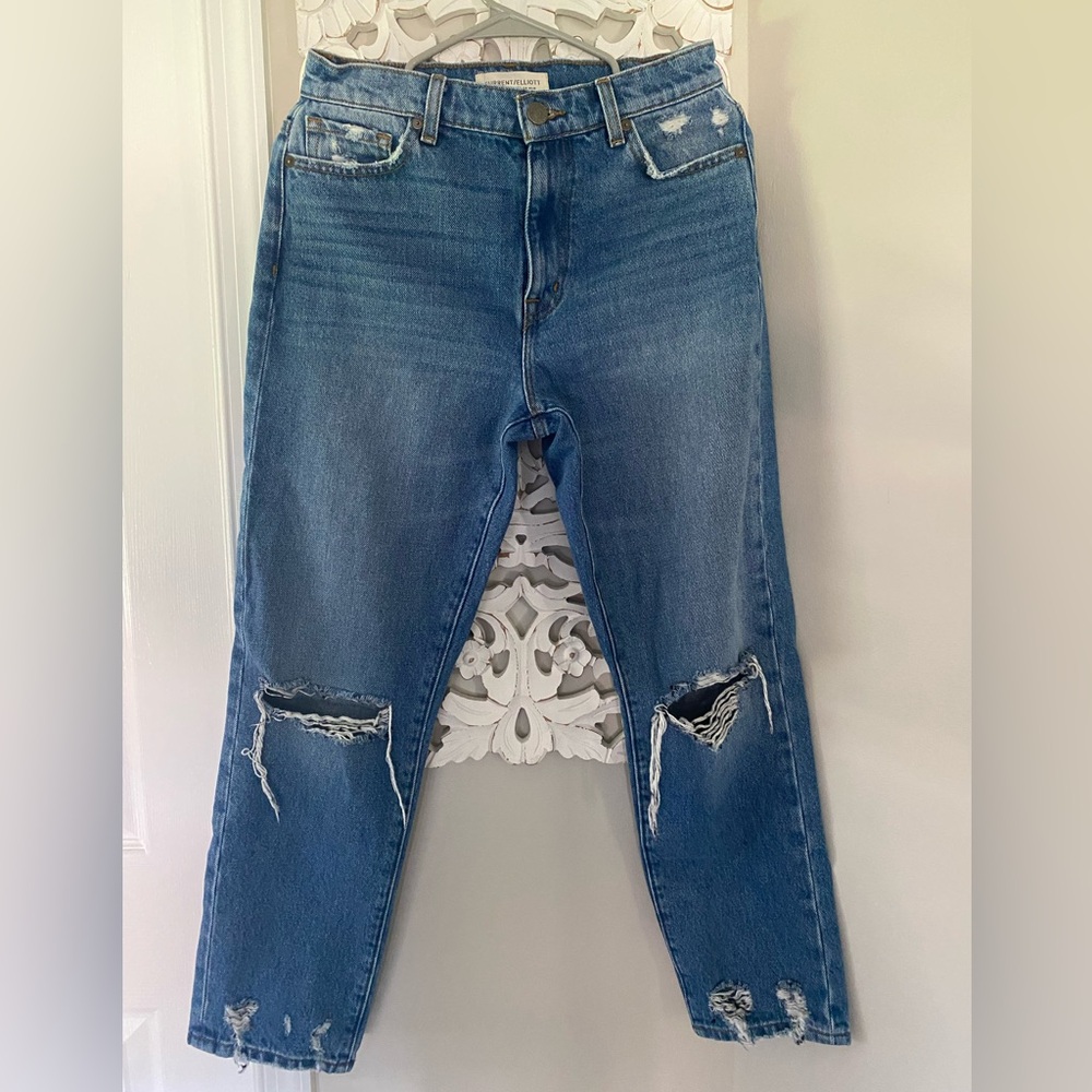 Current/Elliot size 26 distressed, straight leg jeans cloudburst denim